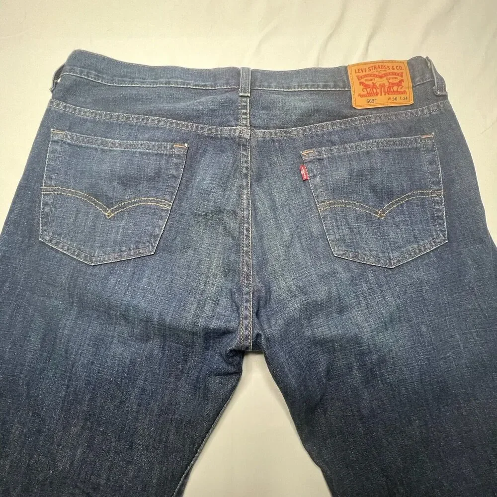 Levis 569 Men's Loose Straight Fit Blue Denim‎ Jeans- Size 39x33.5*